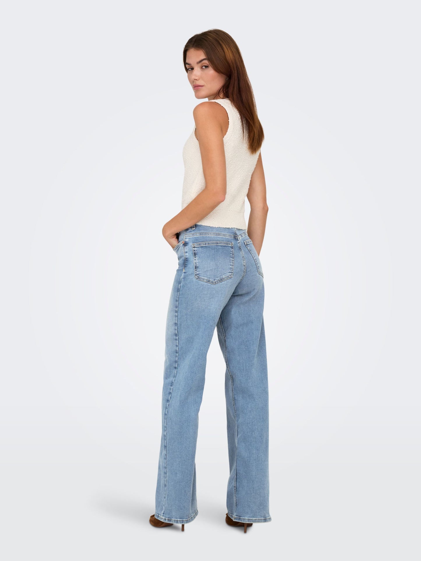 ONLY Blue Denim Wide Leg Jeans