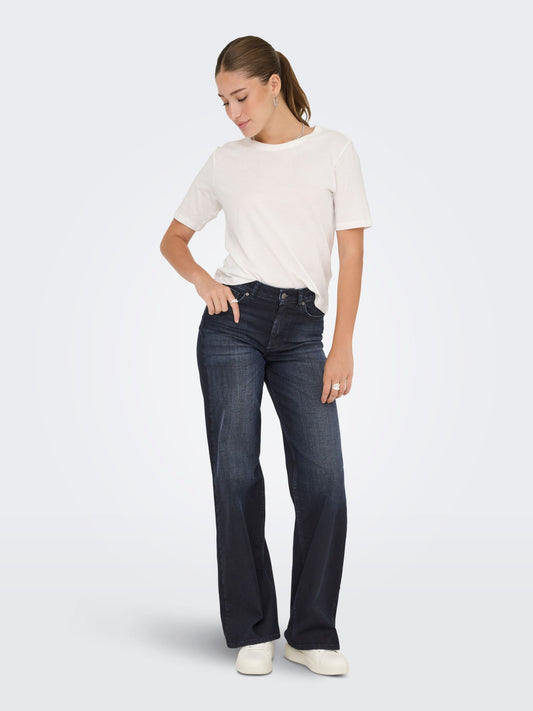 ONLY Madison Dark Blue Denim Wide Leg Jeans (Coated)
