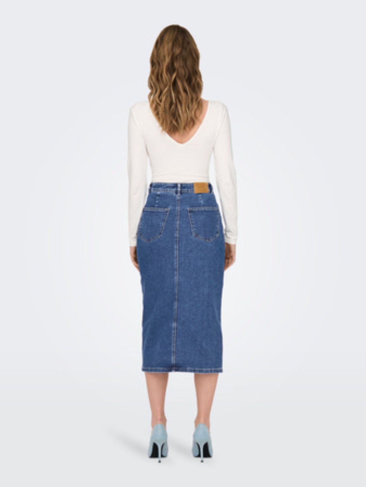 ONLY Midi Front Slit Denim Skirt