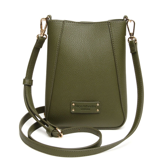 Alice Wheeler Kensington Phone Cross Body Bag in Olive - AW6197