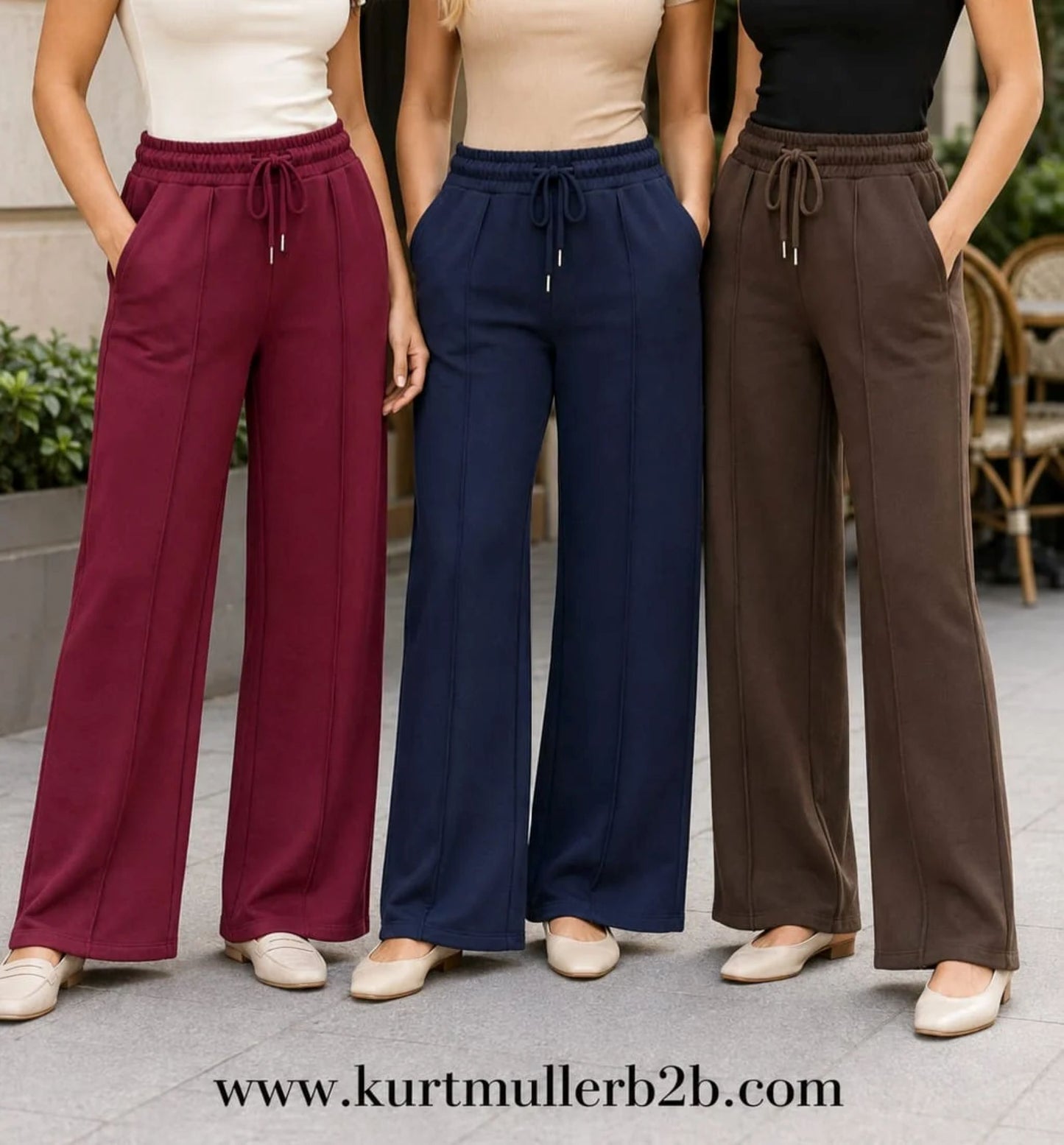 Seam Front Wide Leg Stretch Trousers (One Size)