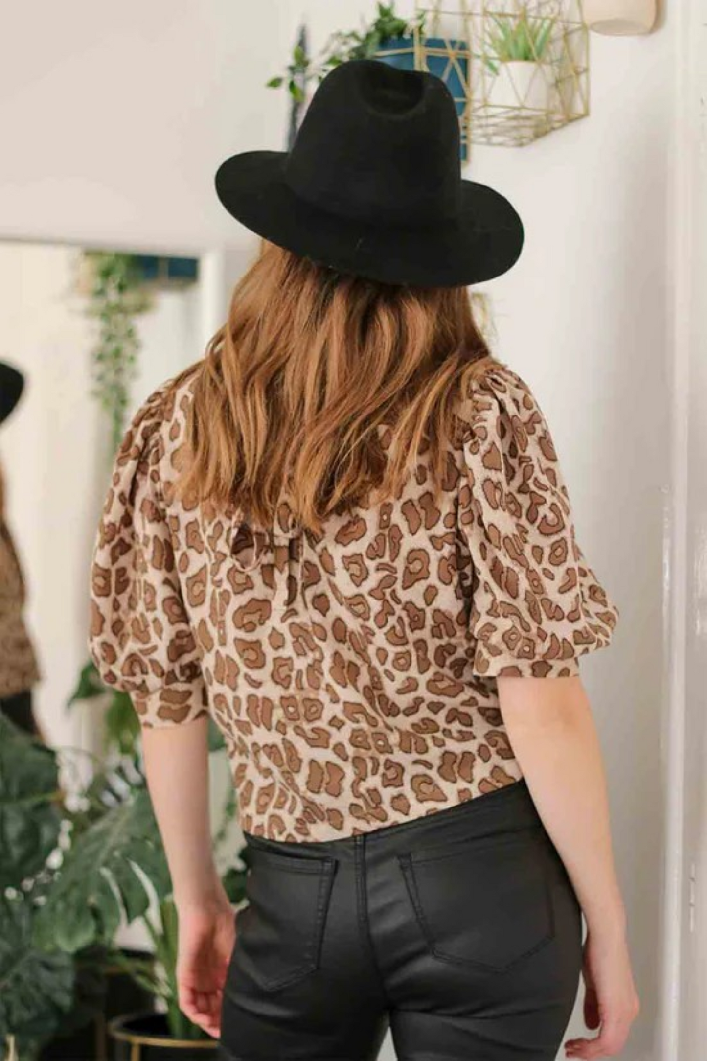 Puff Sleeve Animal Print Blouse