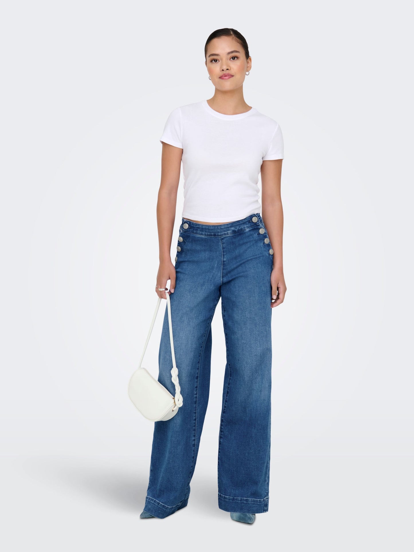 ONLY Blue Denim Side Button Jeans