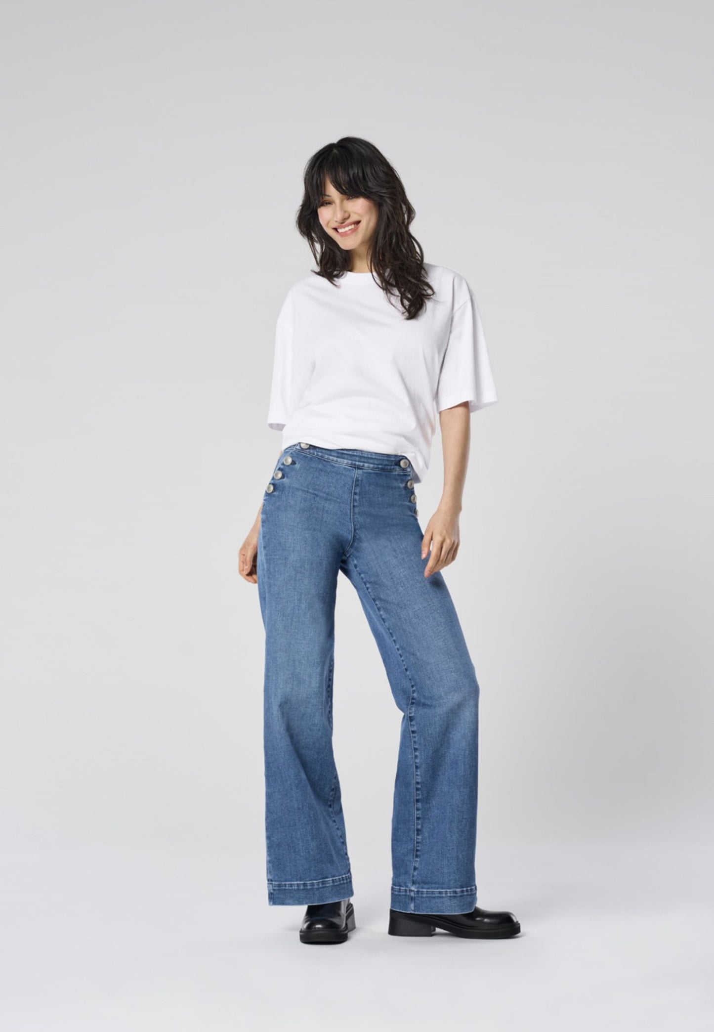 ONLY Blue Denim Side Button Jeans