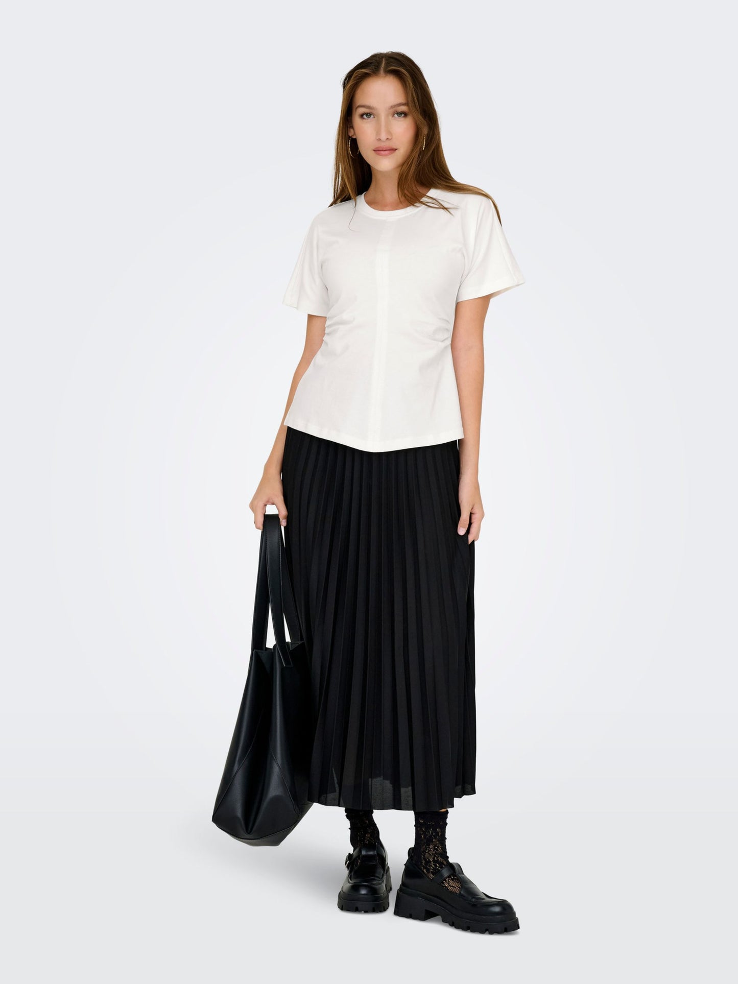 ONLY White Ruched T-Shirt Top