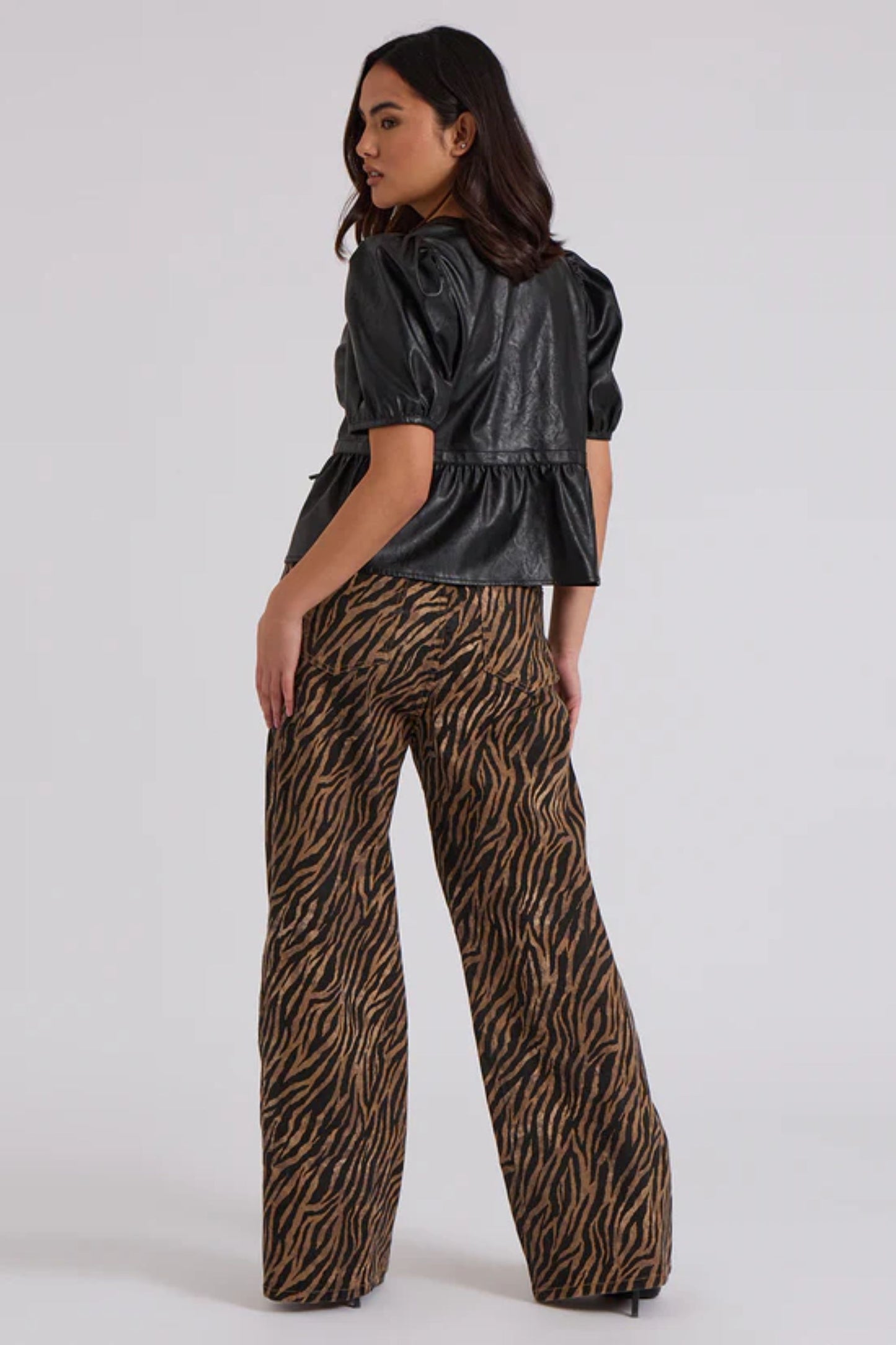 Zebra Print Wide Leg Jeans